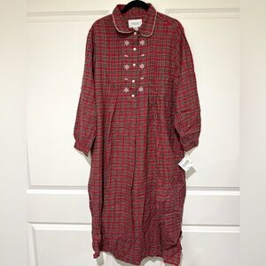 Amanda Stewart Country Plaid Red Cotton Flannel Nightgown